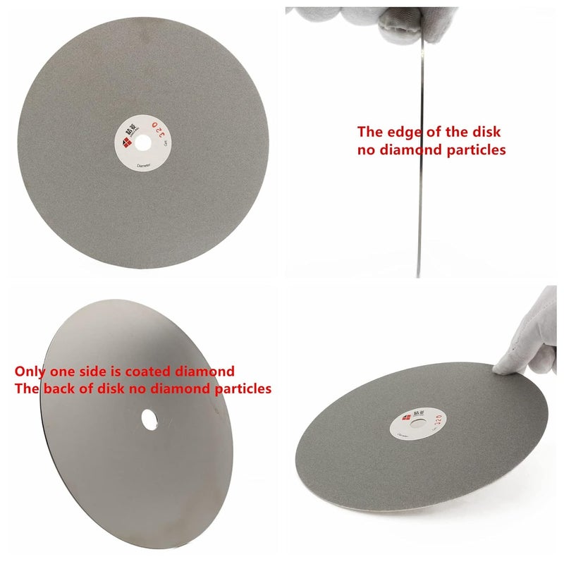 Jingling 8" Inch Diamond Grinding Disc 320 Grit Flat Lap Disk Lapping Plate Sanding Pads Lapidary Tools for Stone Pottery Faceting Machine - Image 2